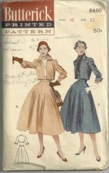 6488 1950S BELLHOP BOLERO, FLARE SKIRT PATTERN 16 34